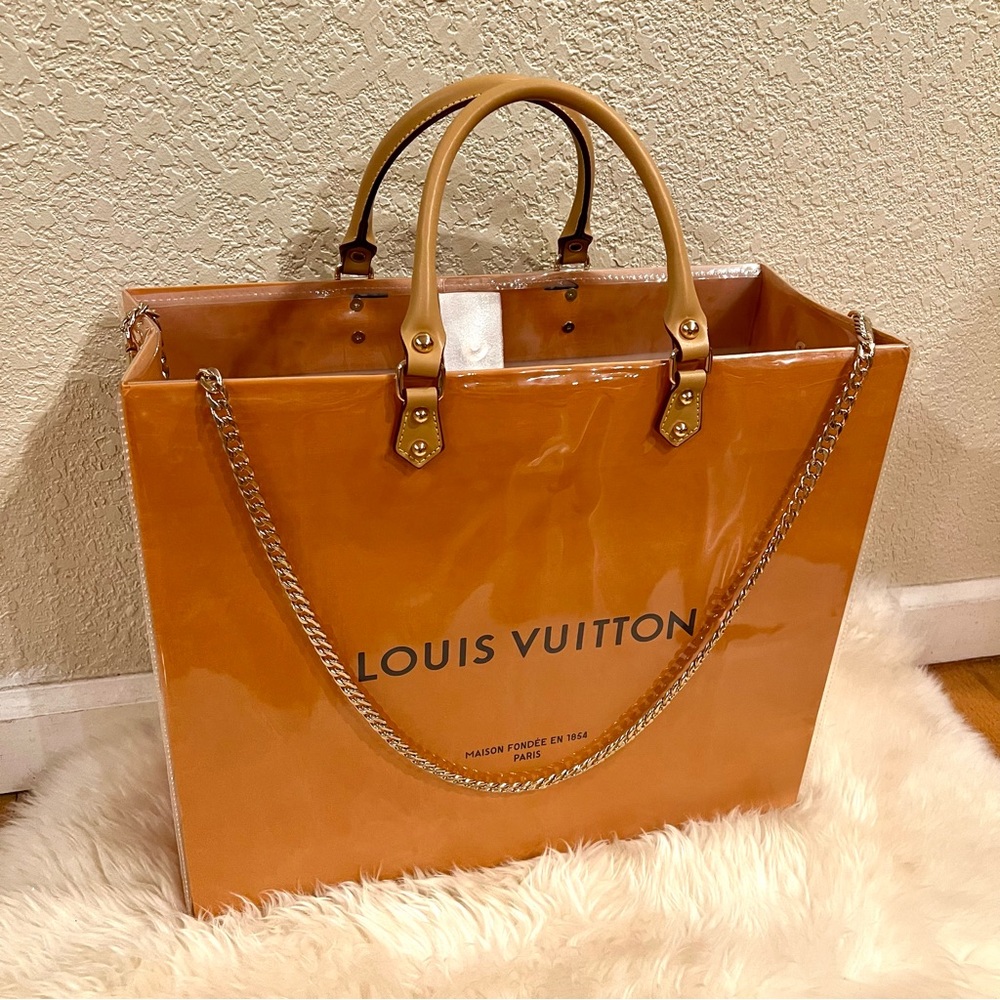 Louis Vuitton Large Shopping Tote Bag Crossbody PVC TPU Cover Orange Black - Picture 4 of 10